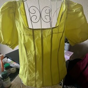 J. Crew Bright Yellow puff sleeves top